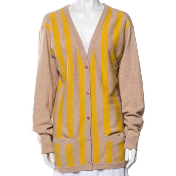Cynthia Rowley Wool Cashmere Striped Cardigan Sweater Size M - Picture 1 of 6